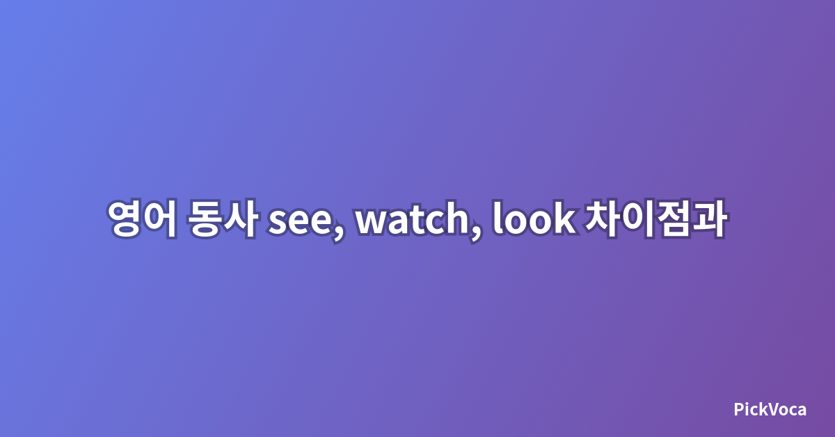 영어 동사 see, watch, look 차이점과 사용법 완벽 마스터하기
