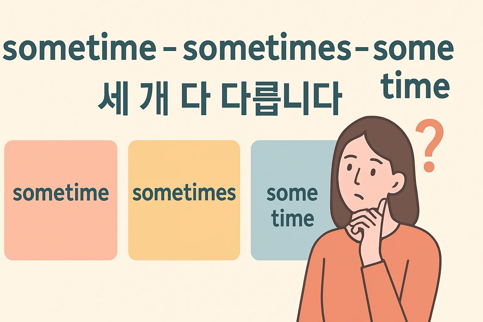 “sometime”, “sometimes”, “some time” — 세 개 다 다릅니다