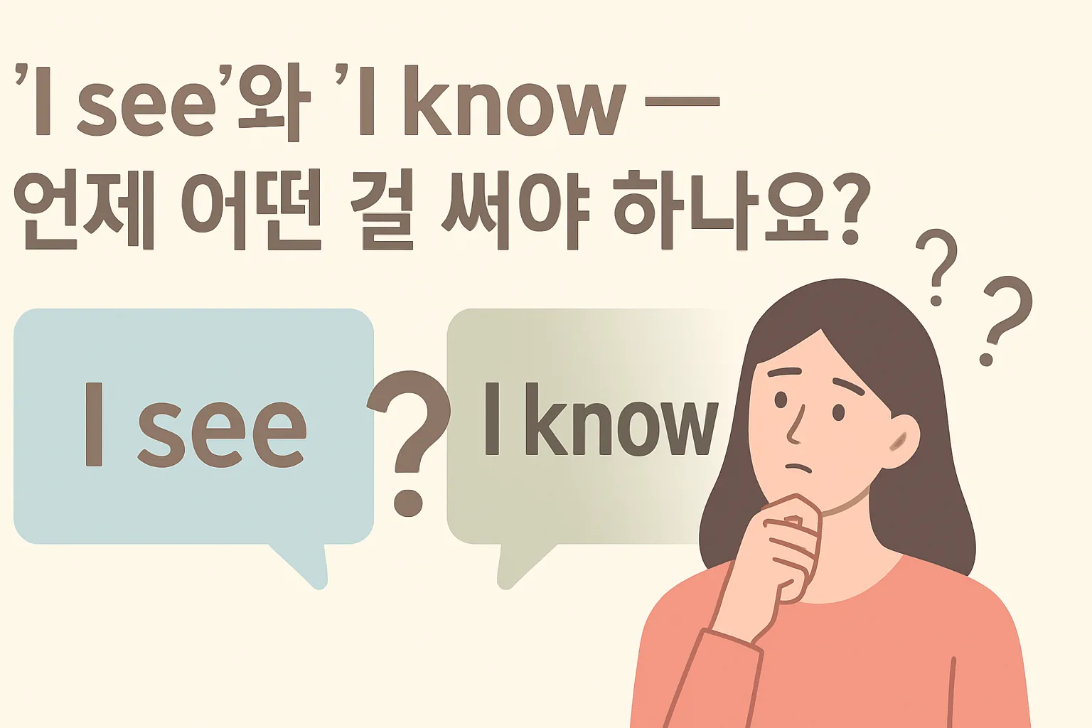 “I see”와 “I know” — 언제 어떤 걸 써야 하나요?