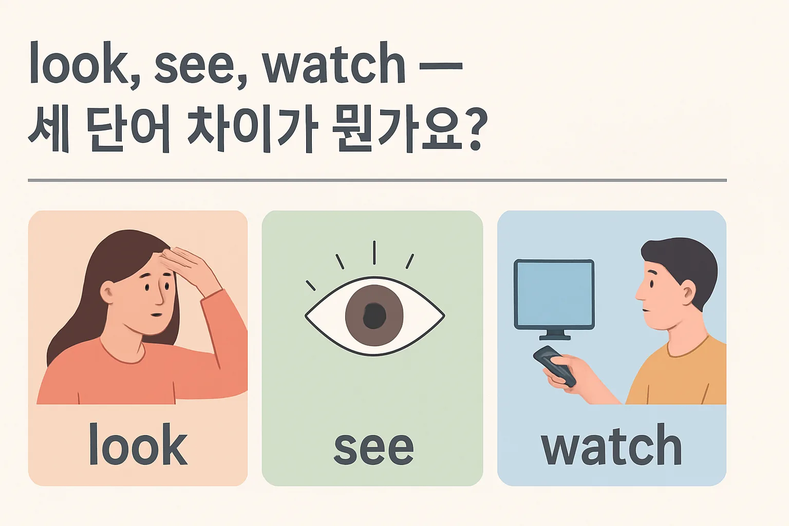 look, see, watch — 세 단어 차이가 뭔가요?